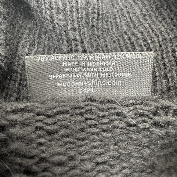 Wooden Ships Sweater Dress Size M / L Gray Cowl Neck Wool Mohair Blend Whimsycal - Picture 9 of 14